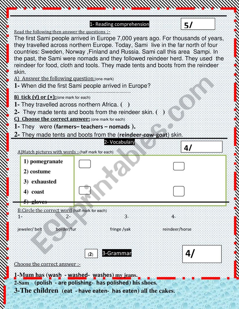 a  summative test based on English world Macmillan book 4  unit 11 test 1