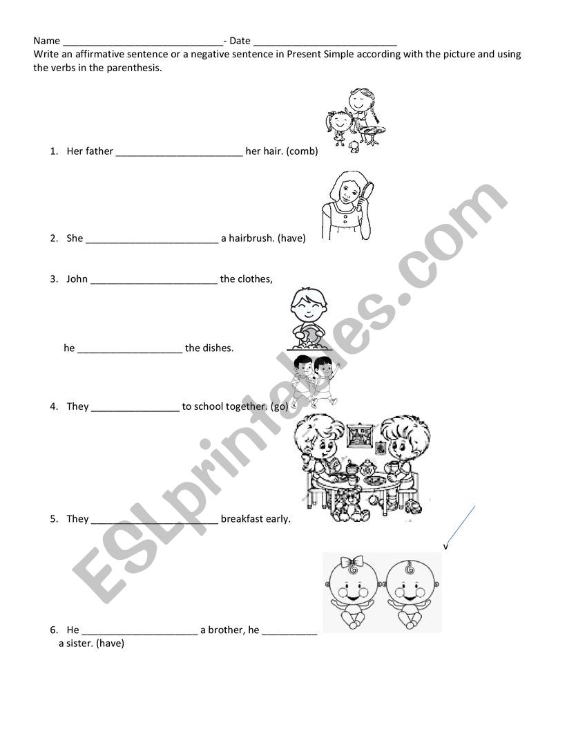 Present Simple Aff and Neg. worksheet