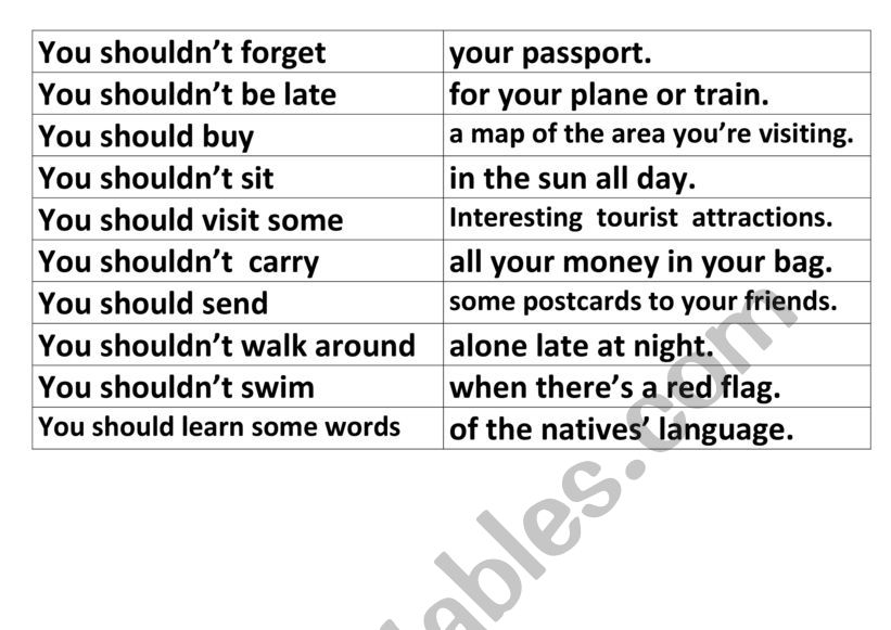 Should/ ShouldnÃ¯Â¿Â½t  game worksheet