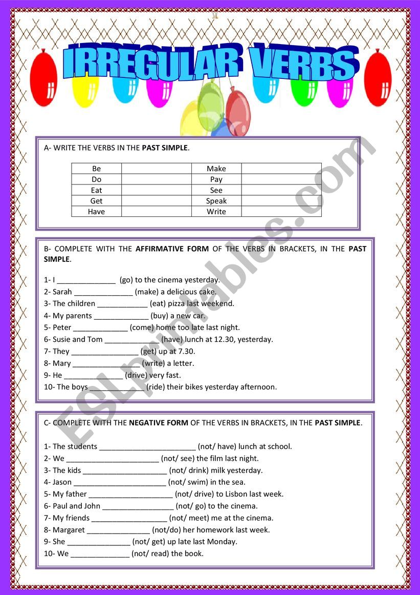 PAST SIMPLE  worksheet