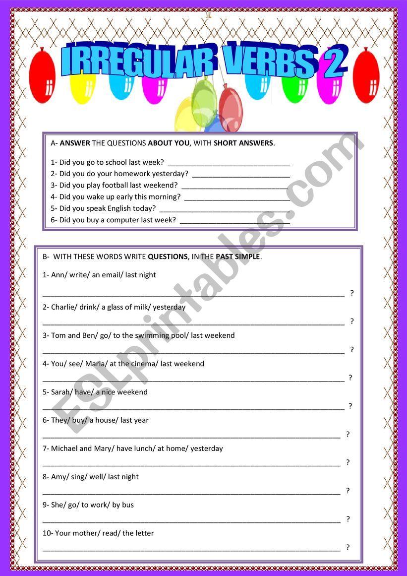 PAST SIMPLE worksheet