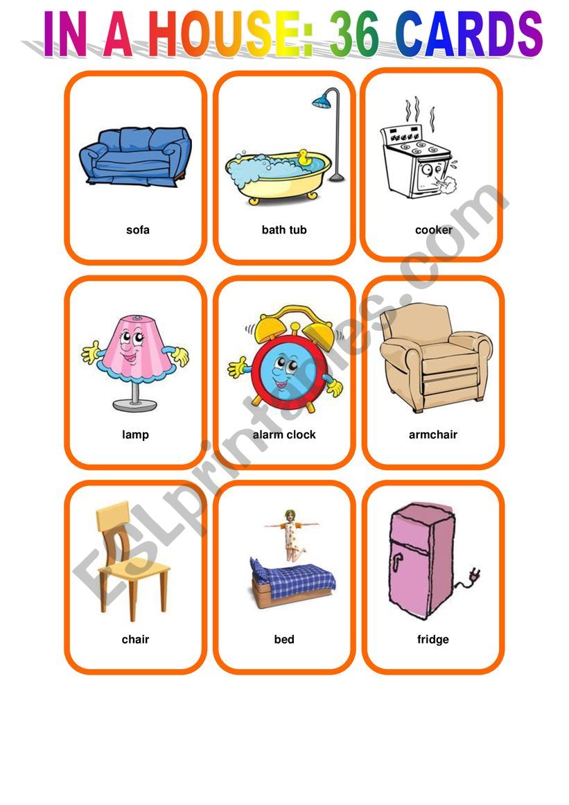 Cards Furniture worksheet