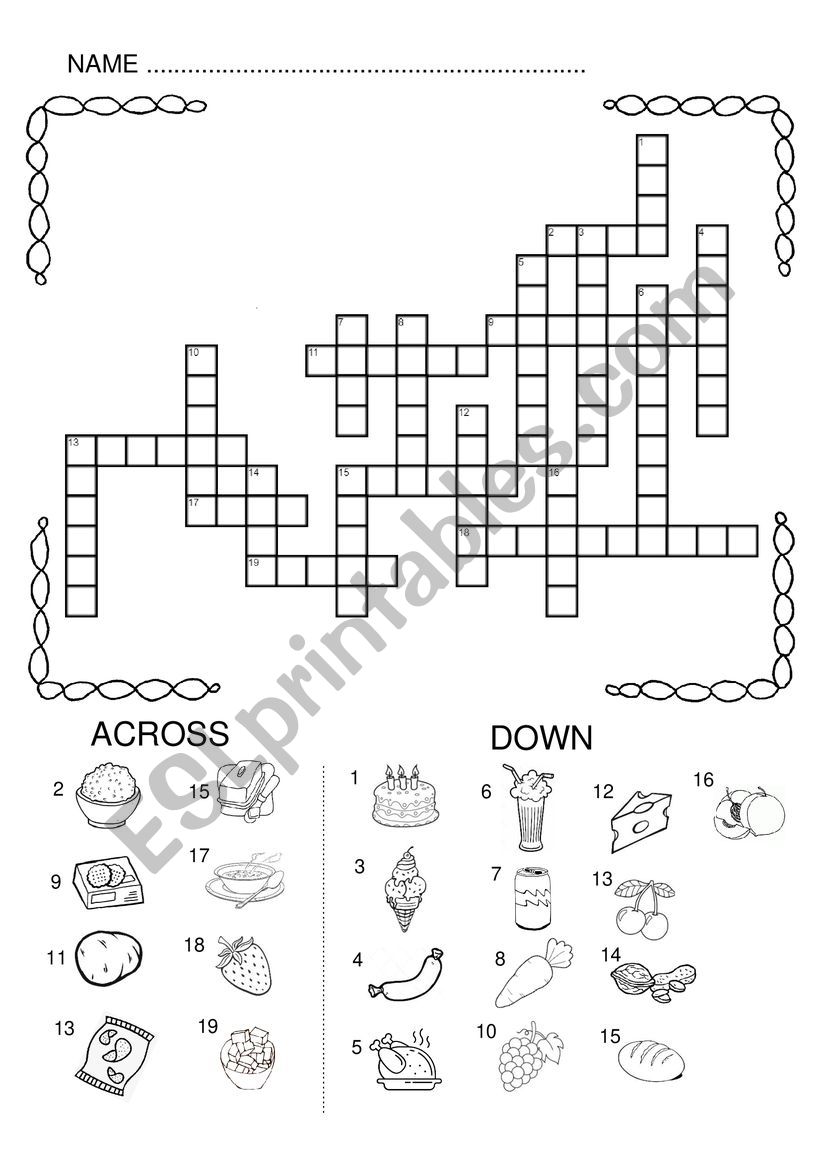 FOOD CROSSWORD worksheet