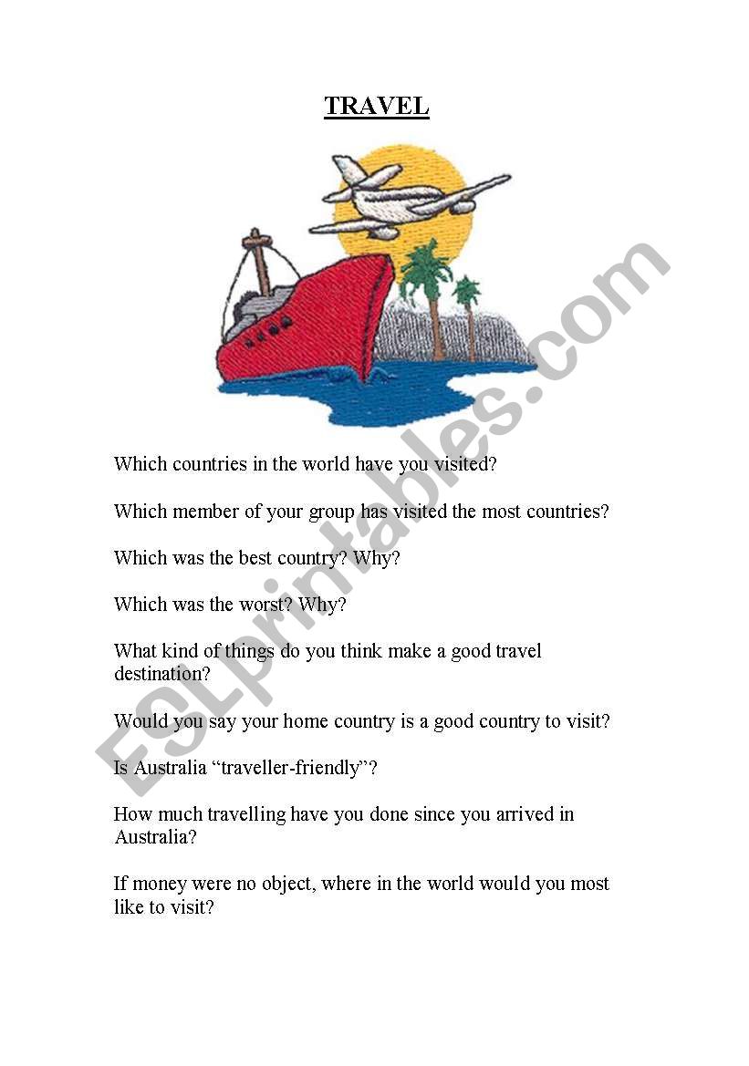 Travel Discussion worksheet