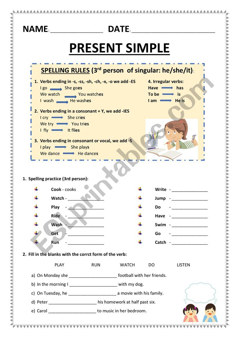Simple present worksheet