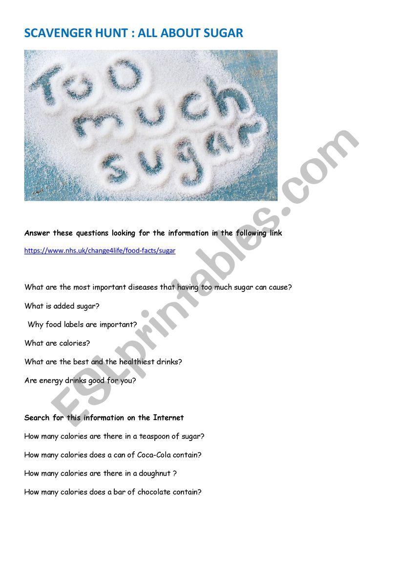 TREASURE HUNT: SUGAR worksheet