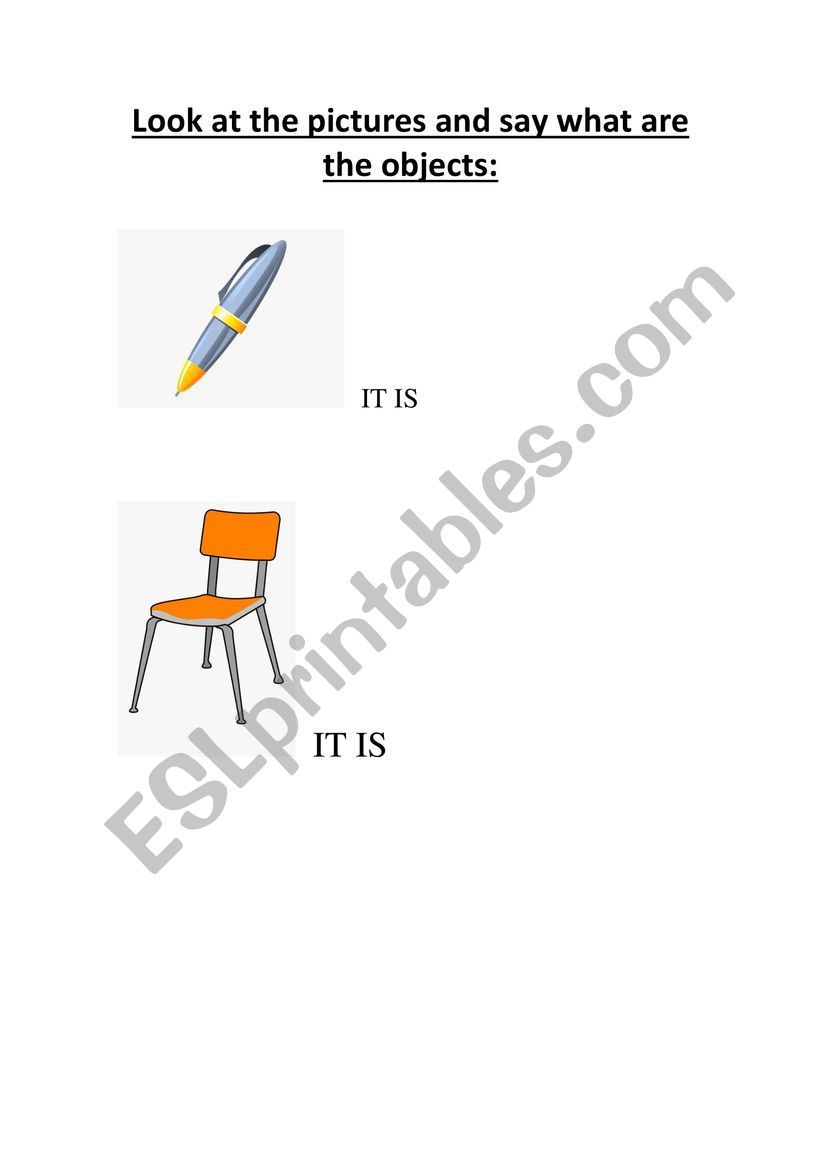 School Objects worksheet