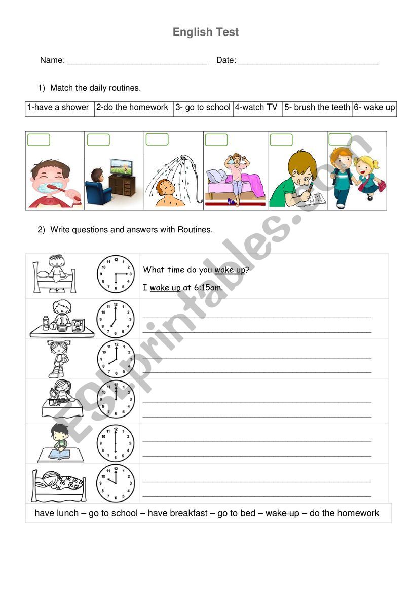 Routine worksheet