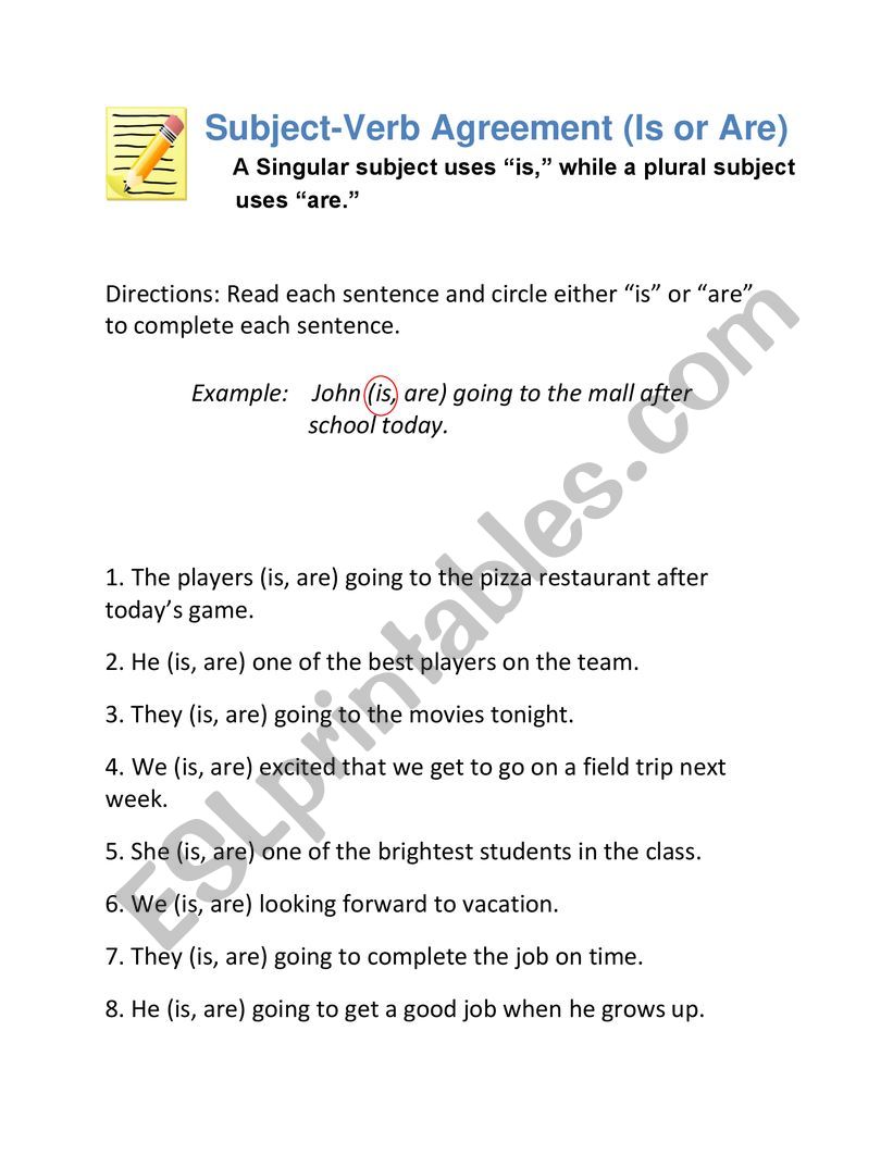 Is and Are worksheet worksheet