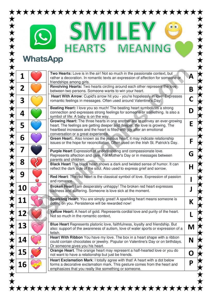 WHATSAPP HEARTS SMILEY  worksheet