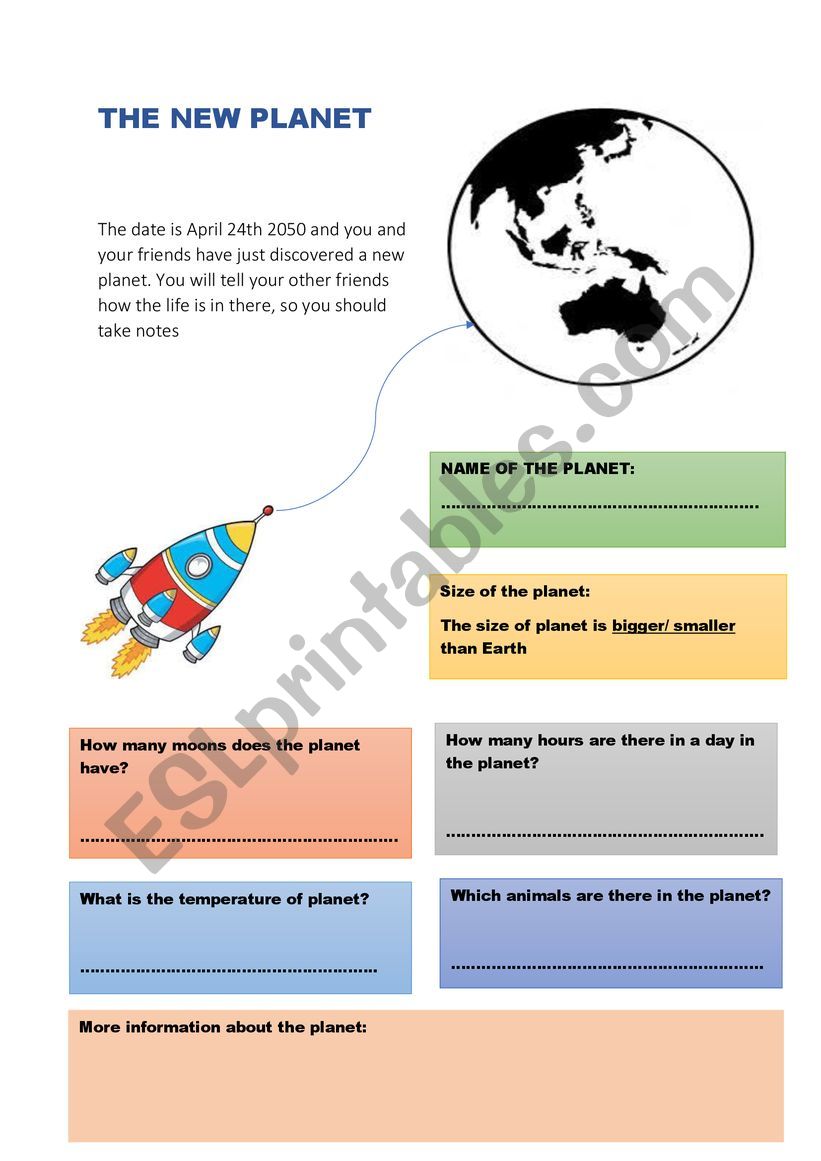 The New Planet worksheet