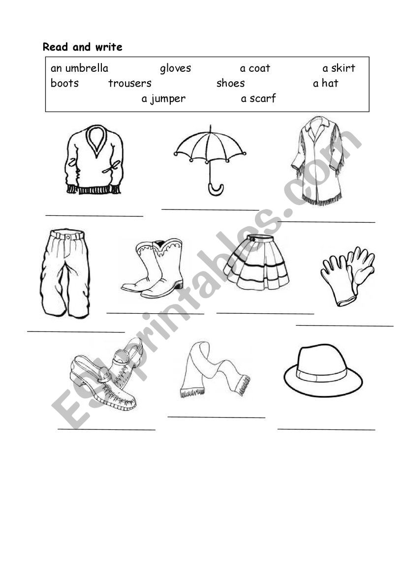 Clothes worksheet