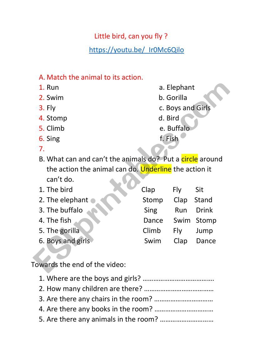 LITTLE BIRD, CAN YOU FLY? worksheet