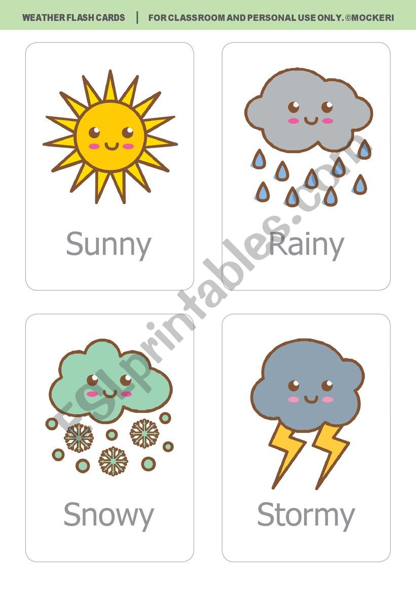 Weather Flashcard - ESL worksheet by ch3nn3y