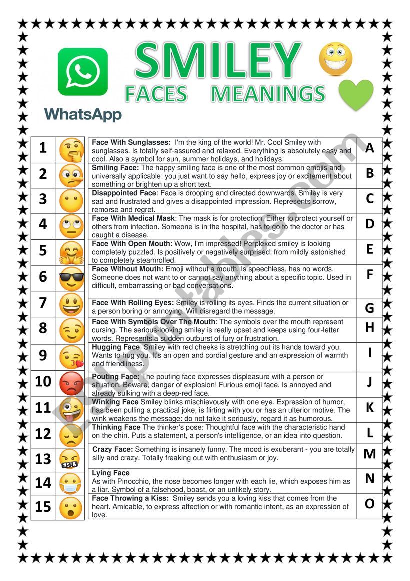 WHATSAPP FACES SMILEY  worksheet