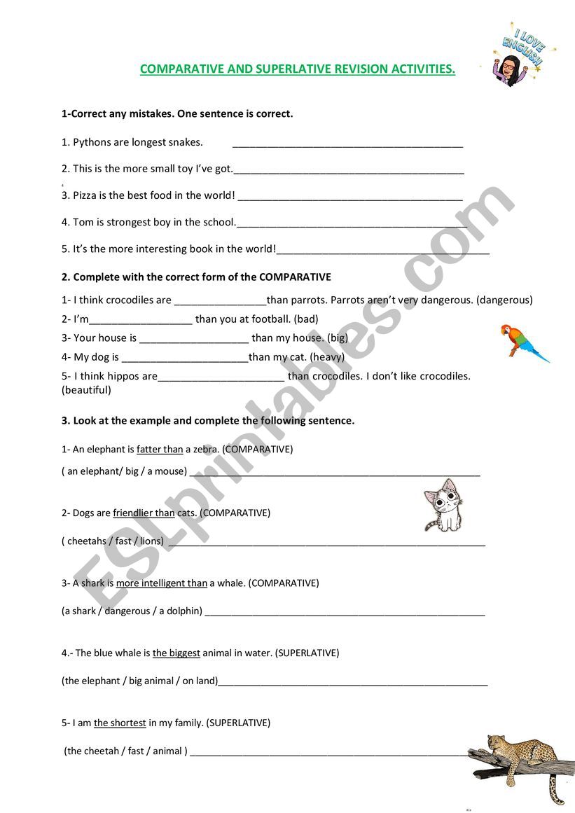 Comparative and superalative revision activities