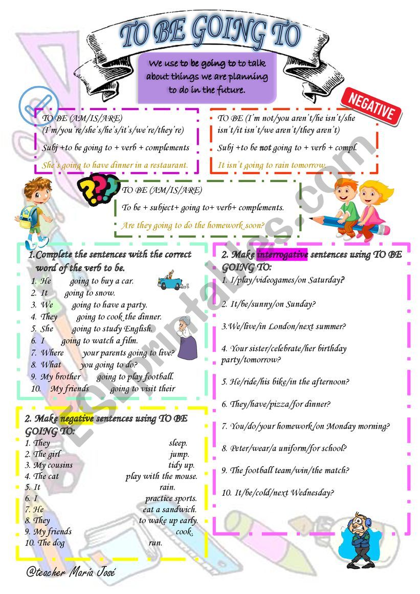 To be going to worksheet