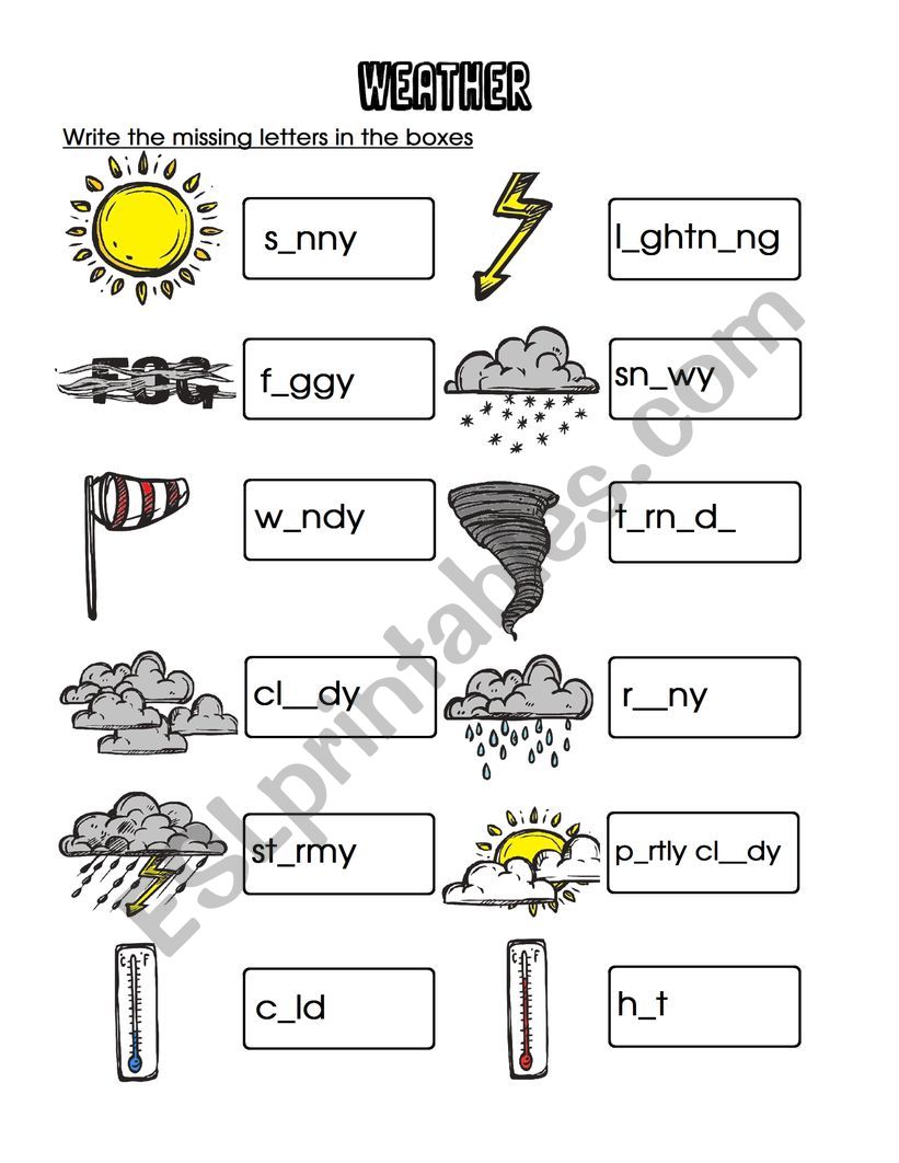 Weather -1 worksheet