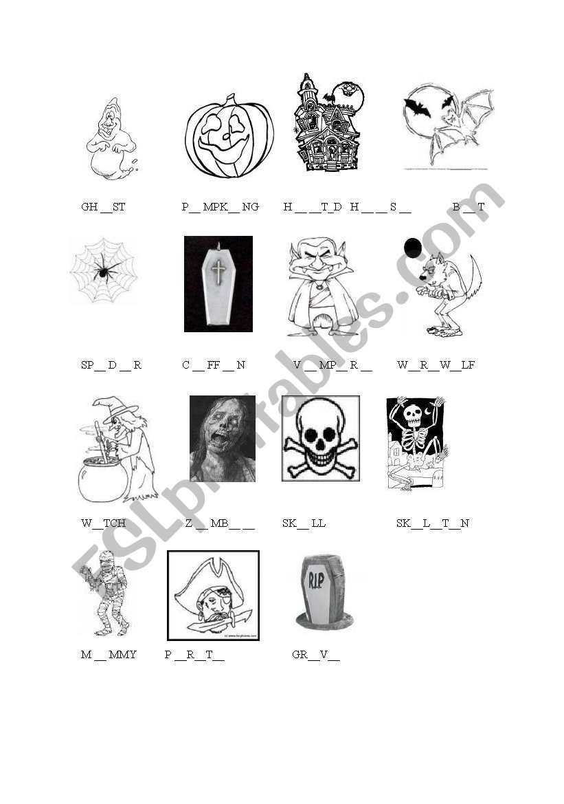 Halloween pictures worksheet