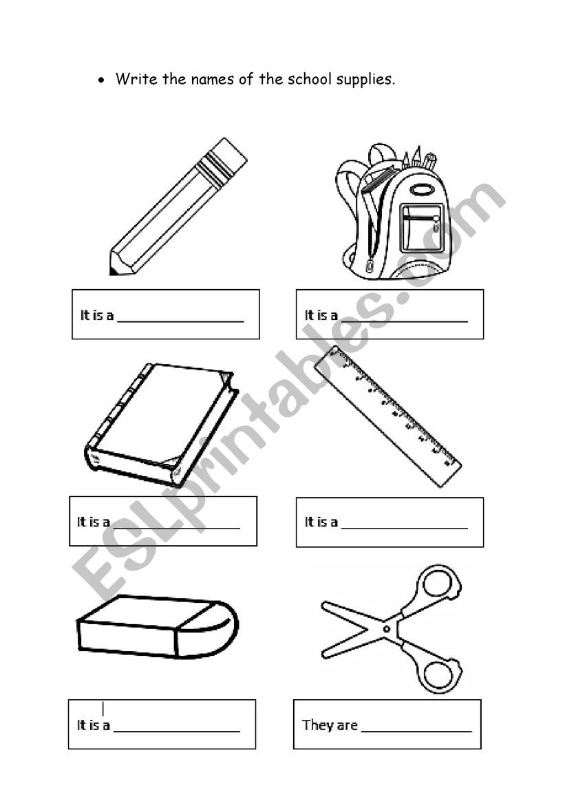 SCHOOL SUPPLIES worksheet