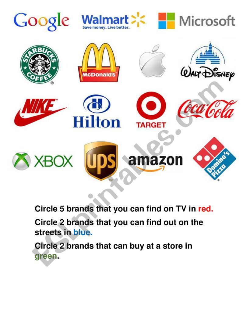 Circle the Brands worksheet