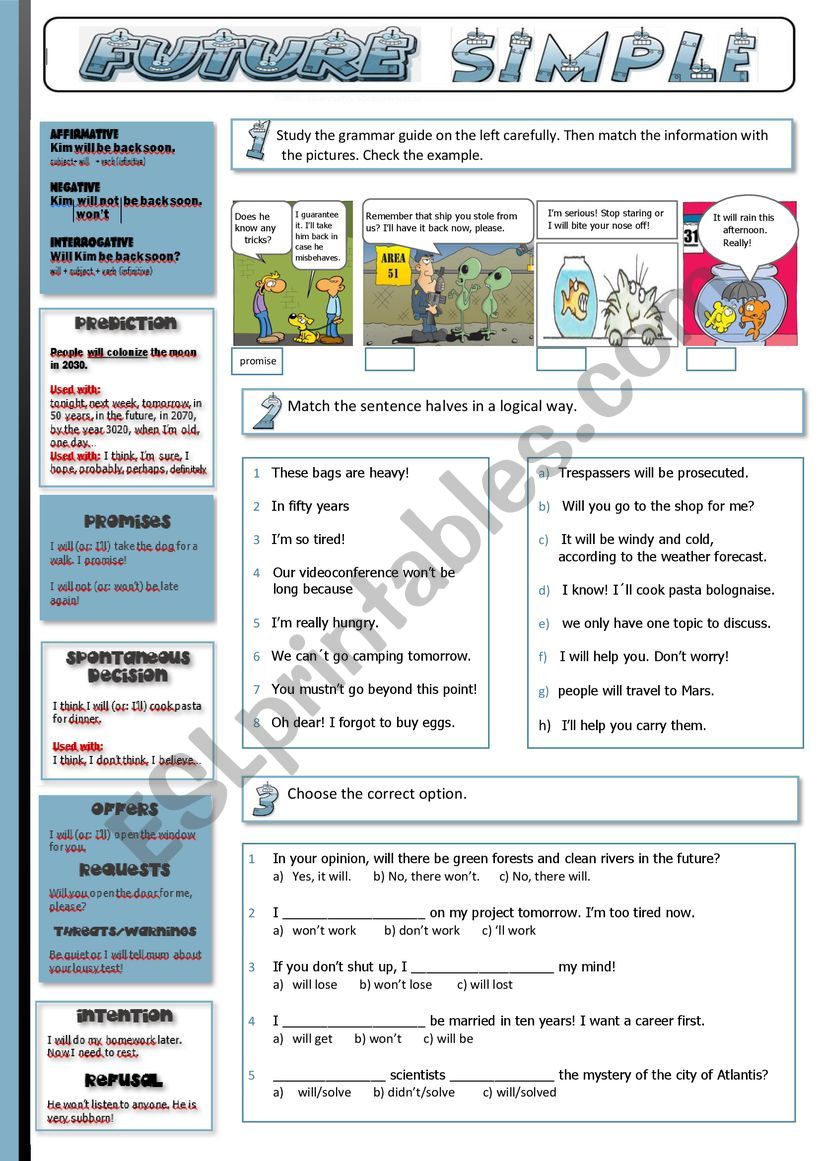 Future simple worksheet