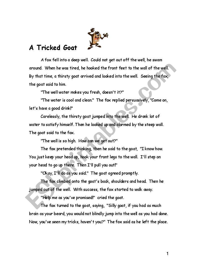 A Triciked Goat worksheet