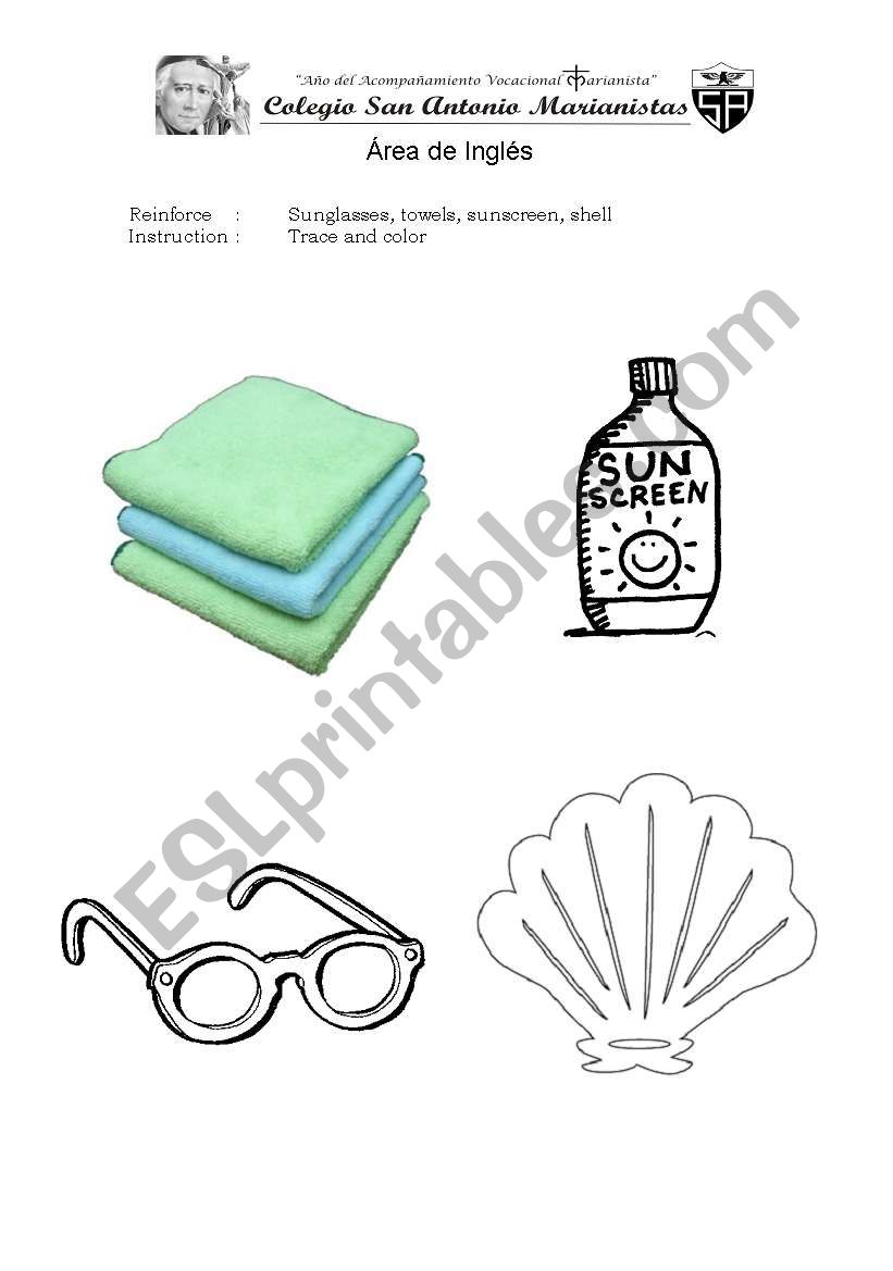 beach objects worksheet