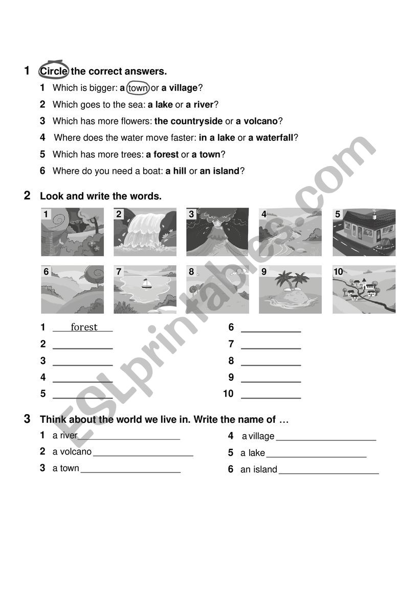 PLACES AROUND US worksheet