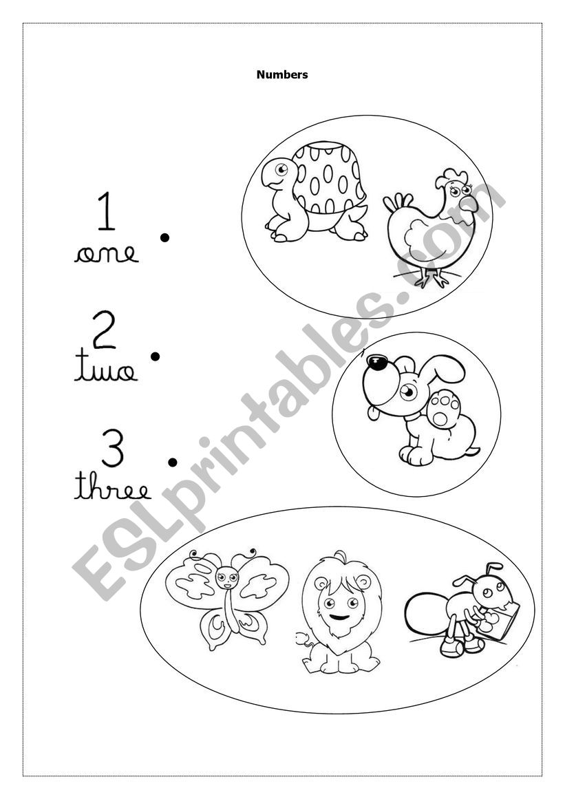 Numbers (1, 2 and 3) worksheet