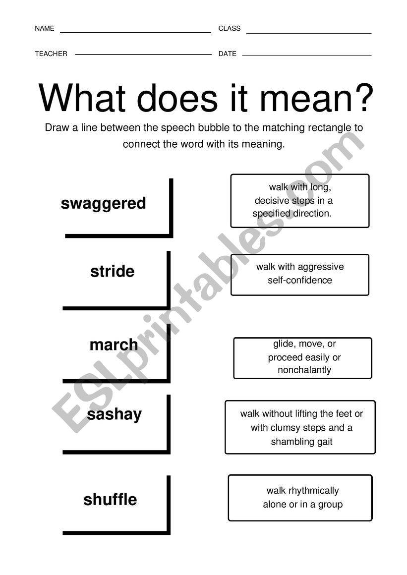 Types of Walking worksheet