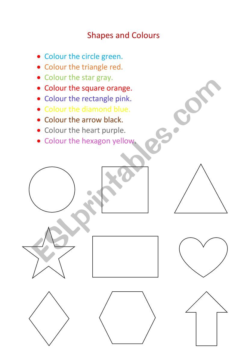 Shapes and Colors ESL worksheet by eyebrow26