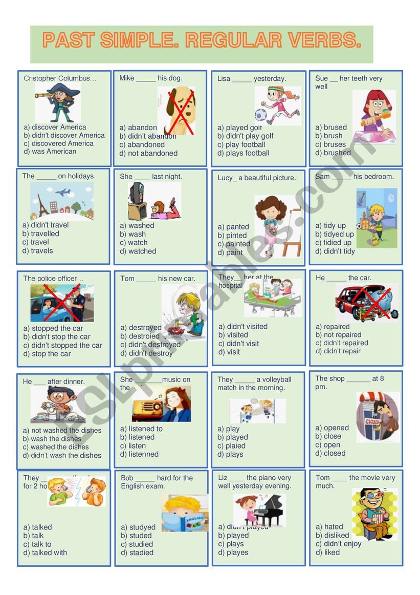 PAST SIMPLE. REGULAR VERBS. worksheet