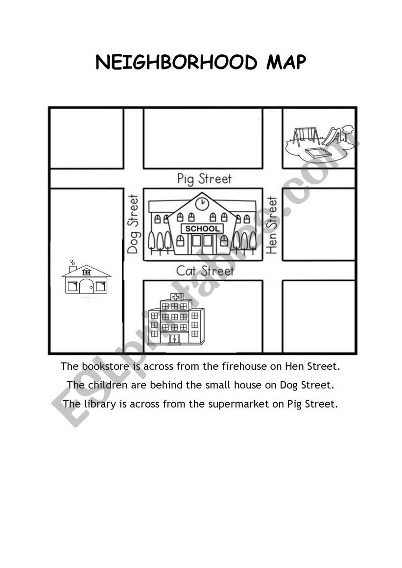 Neighborhood Map  worksheet