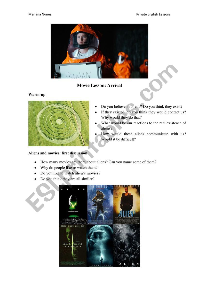 Arrival (2016) worksheet