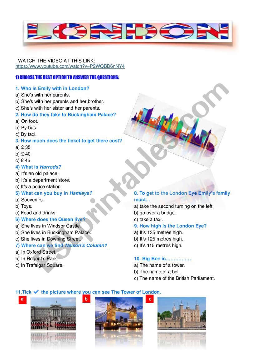 LONDON worksheet