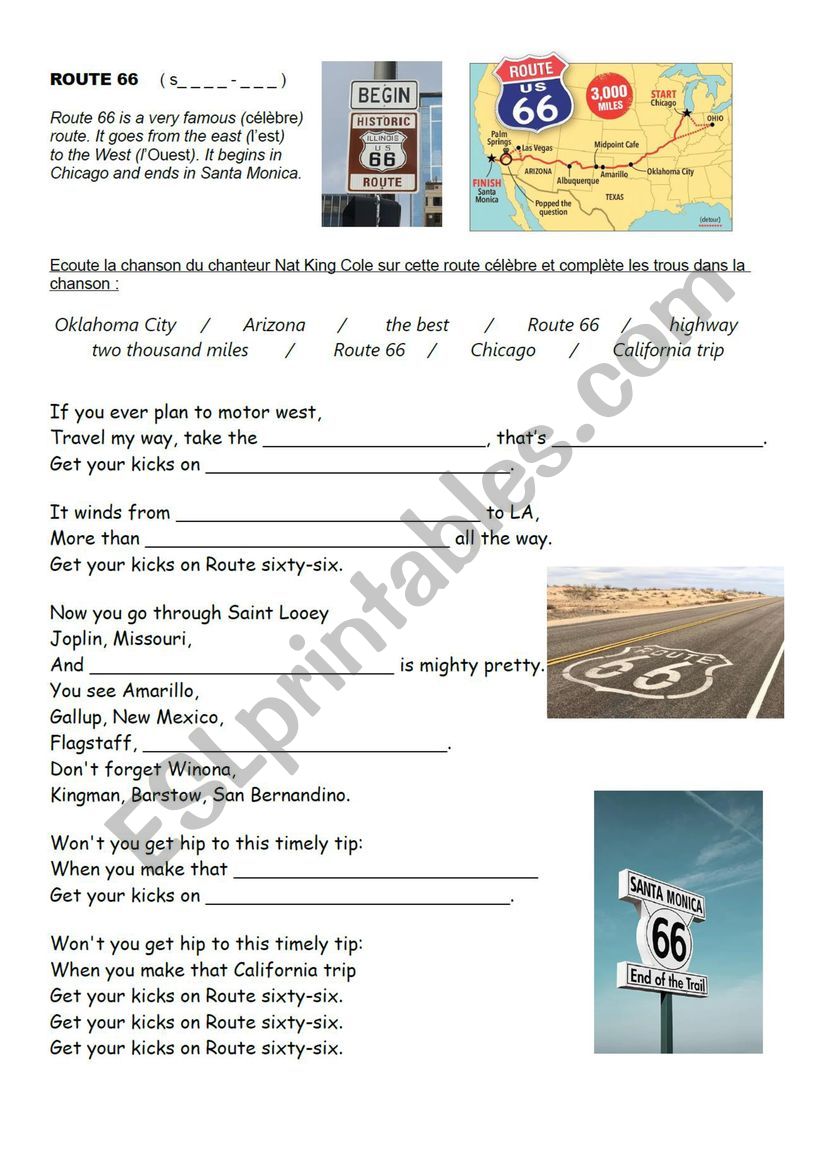 Nat King Cole - Route 66 - Complete the lyrics