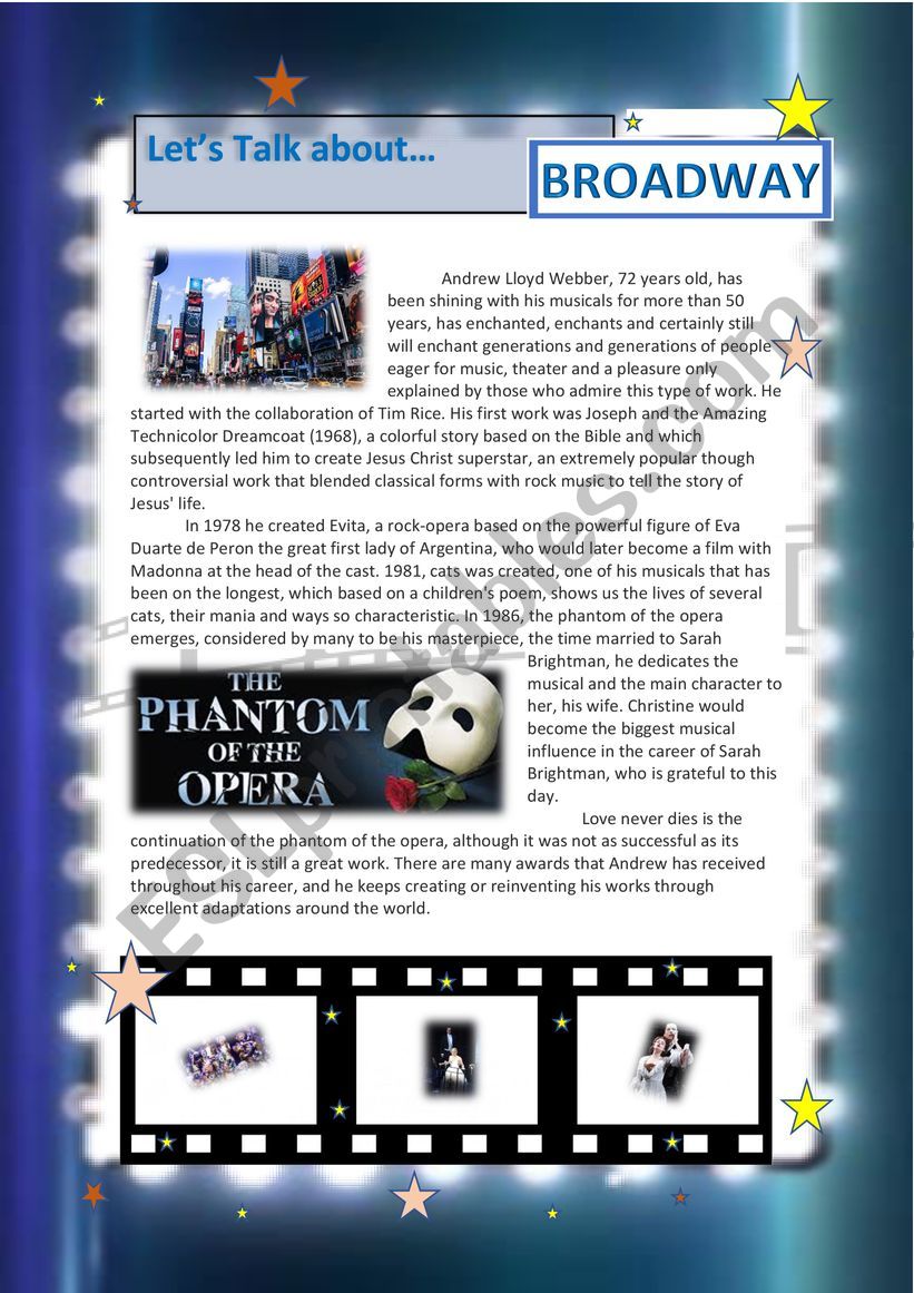 Worksheet Broadway worksheet