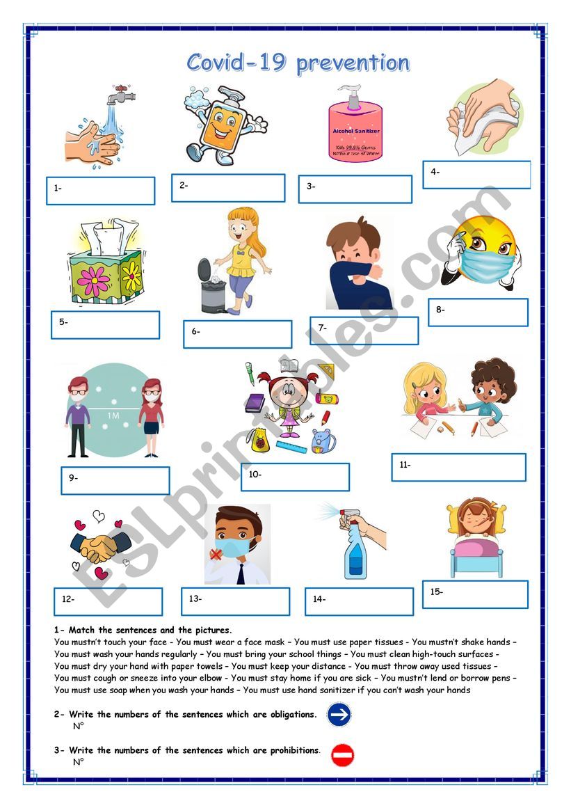 Covid-19 Prevention worksheet