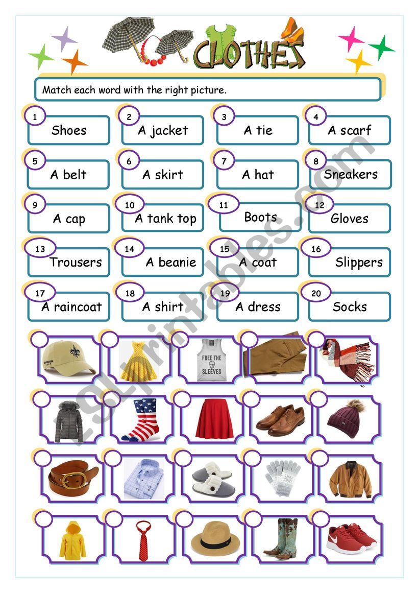 Clothes match worksheet