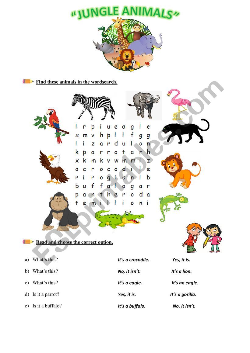 JUNGLE ANIMALS worksheet