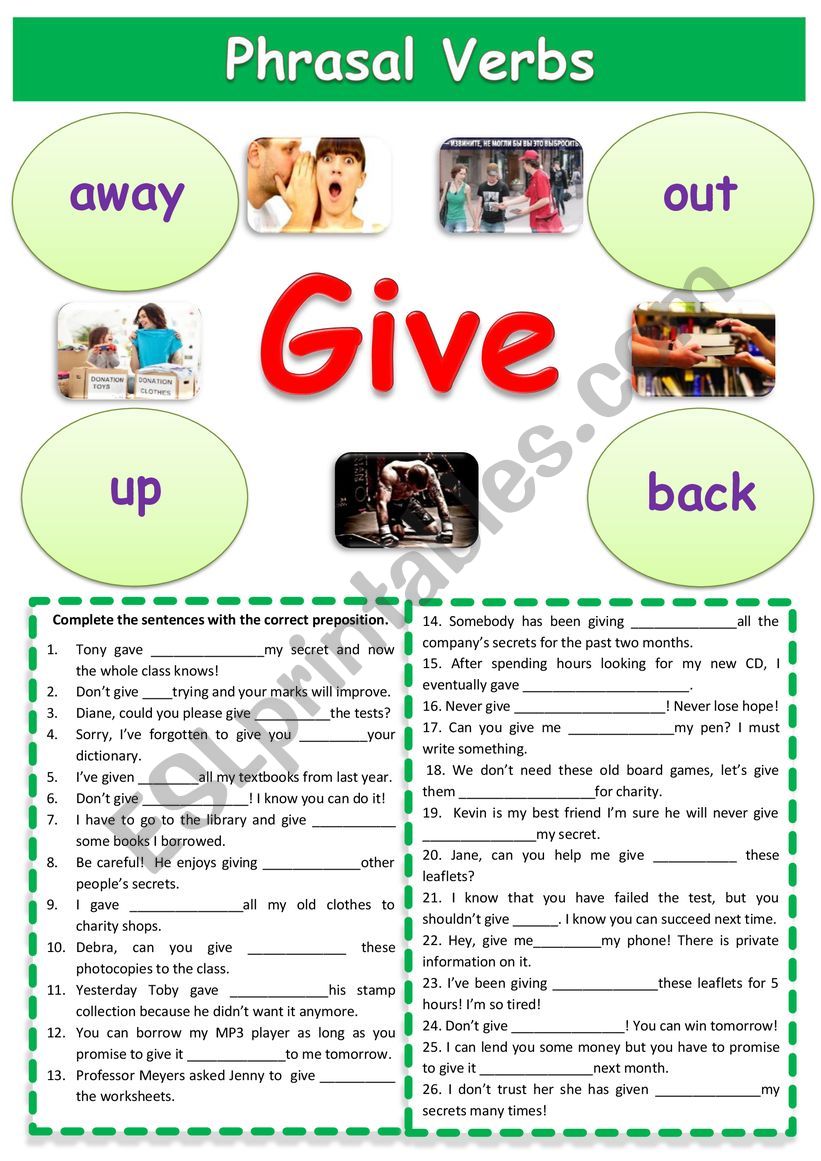 Phrasal Verbs with Give worksheet