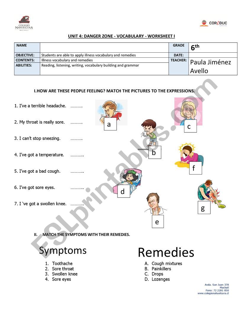 have you got a headache? worksheet