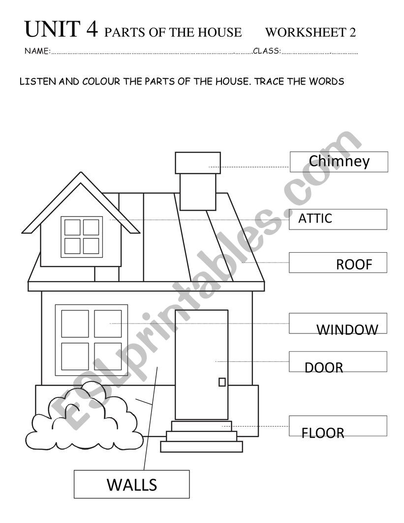 house parts worksheet