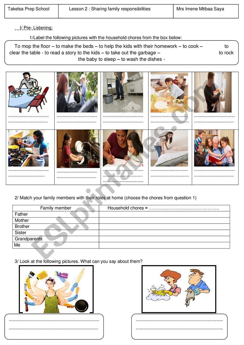 Module 1 Lesson 2 Sharing family responsibilities