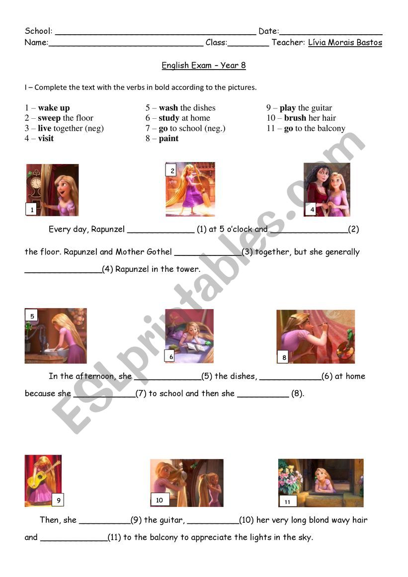 Tangled Exam worksheet