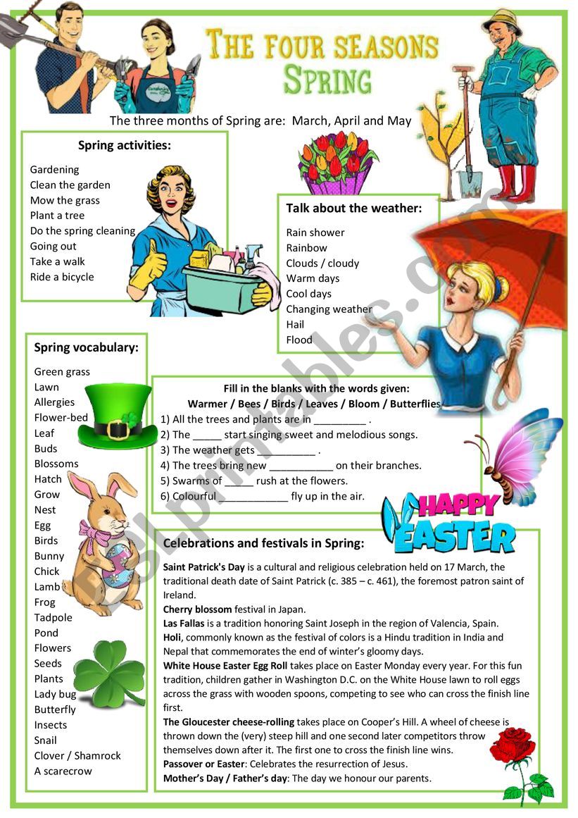 The four season : Spring worksheet