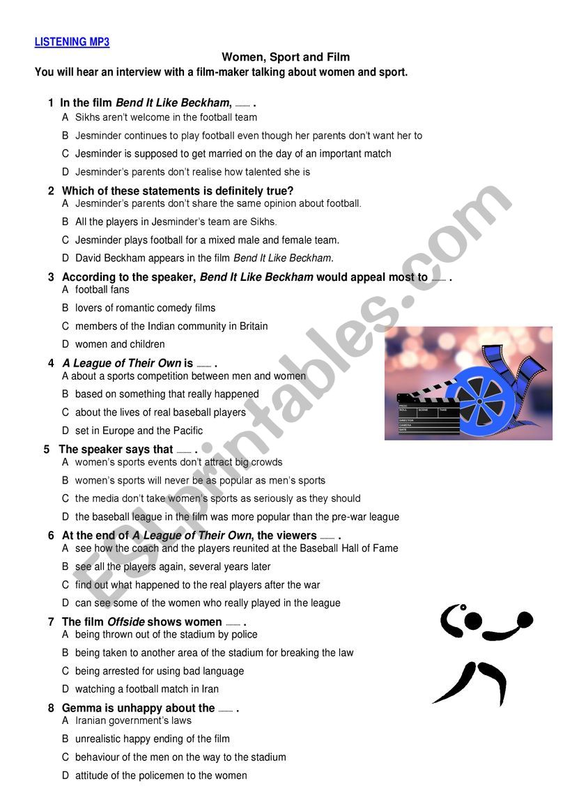 Listening & Reading Test worksheet