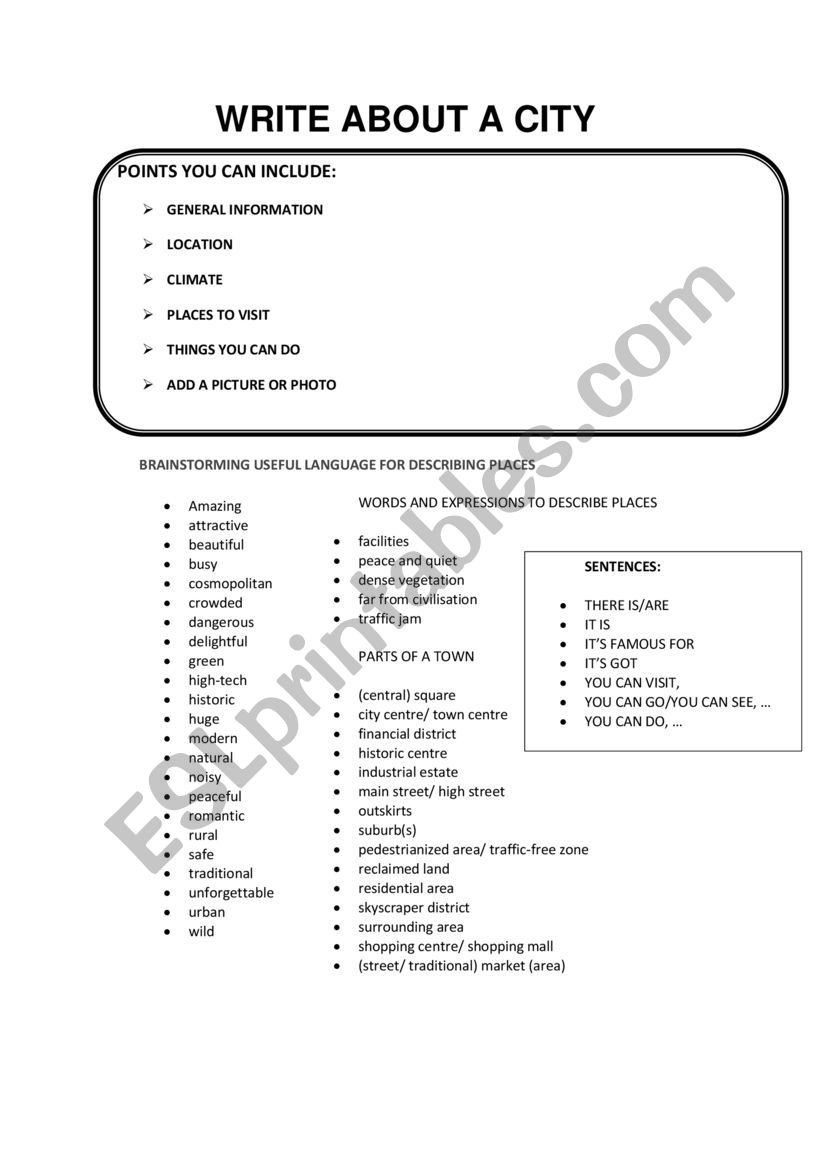 MY CITY worksheet