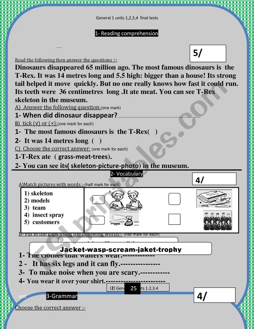 family and friends general tests units 1234 book 4